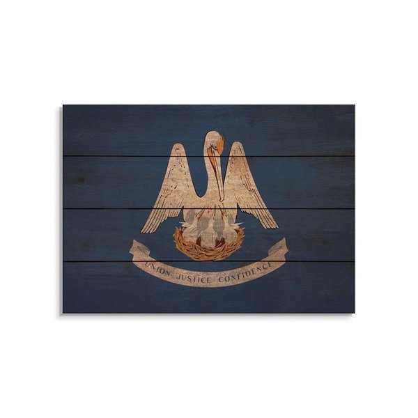 Wile E. Wood 20 x 14 in. Louisiana State Flag Wood Art FLLA-2014